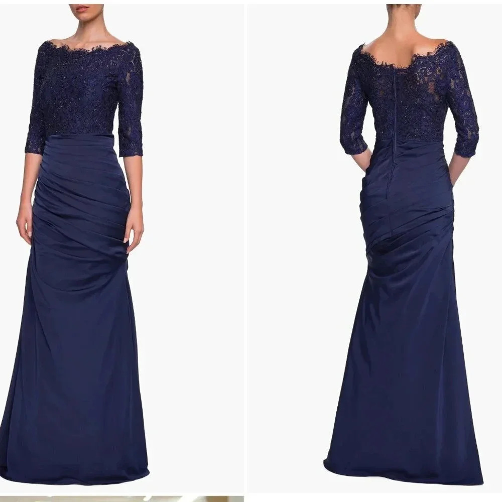 La Femme Wedding Sparkle Navy Blue Mother of Groom/Bride/Guest Dress, Size 10